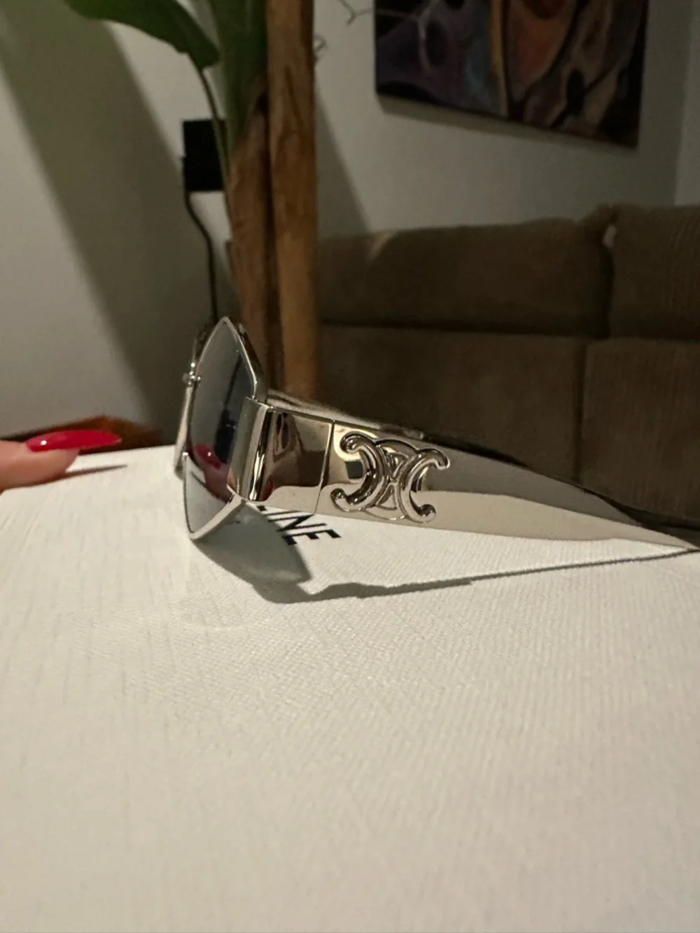 Celine Silver Frame Sunglasses with Dark Gray Lenses - Picture 5 of 10